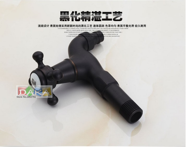 Wall Mounted Black Antique Brass Washing Machine Taps Single Handle Bibcocks Cold Water Faucet /Mop Pool Taps