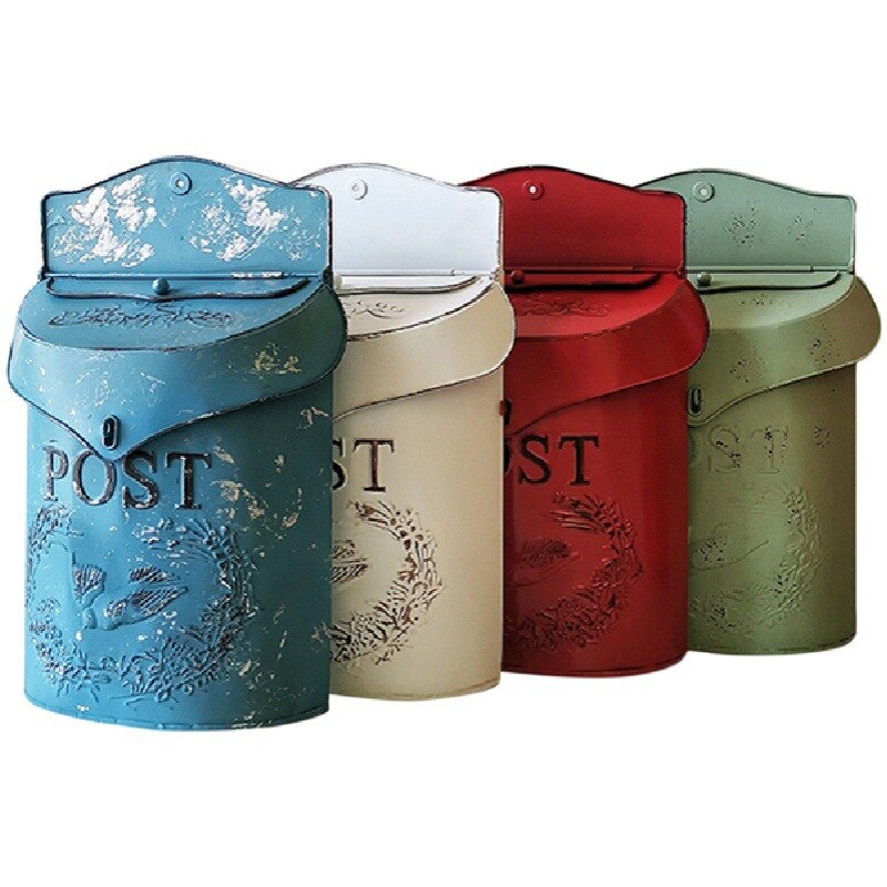 European style iron retro mailbox, sealed suggestion box, newspaper mailbox, Wedding Garden Decoration home mailbox post box