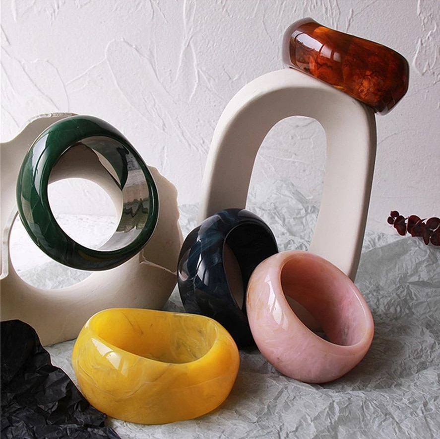 2021 geometryczna bransoletka z żywicy Morandi kolorowa akrylowa kwadratowa bransoletka Retro ozdobna bransoletka dla kobiet biżuteria