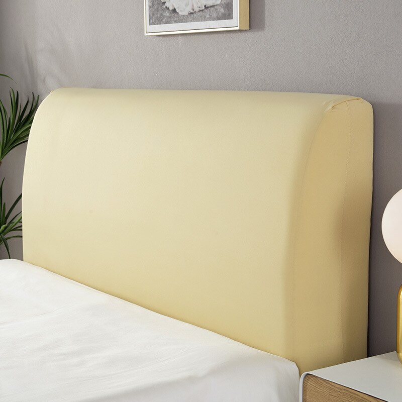 Headboard Bedhead Cover Dust Cover Solid Color Durable Bed Back Protection Elastic All-inclusive Soft Cozy Bedhead Cover: Yellow / 1.2m