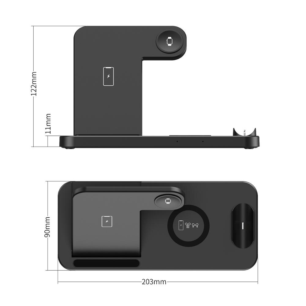 Estación de carga inalámbrica 4 en 1 para Apple Watch 6, 5, 4, iWatch, soporte de carga para iPhone 12, 11, XS, X, 8, Airpods Pro