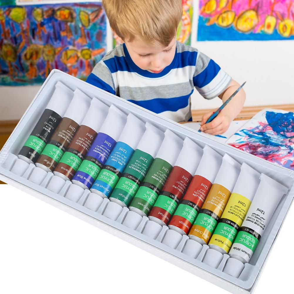 Diy 12- farver 12ml akryl maling sæt lyst sikkert graffiti malesæt til voksne børn gør det selv male sæt