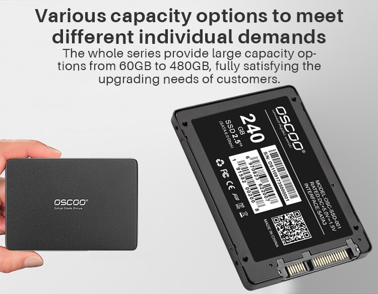 oscoo brand 2.5 inches Sata 3 SSD 120GB 240GB from China Shenzhen factory