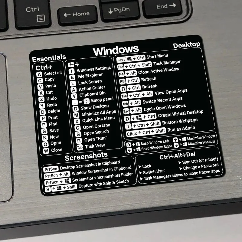 Pegatinas transparentes para teclado de ordenador portátil, pegatinas de atajos para Windows, pegatina de vinilo para MacBook Air/Pro 13, calcomanía de atajos de referencia de 16 pulgadas