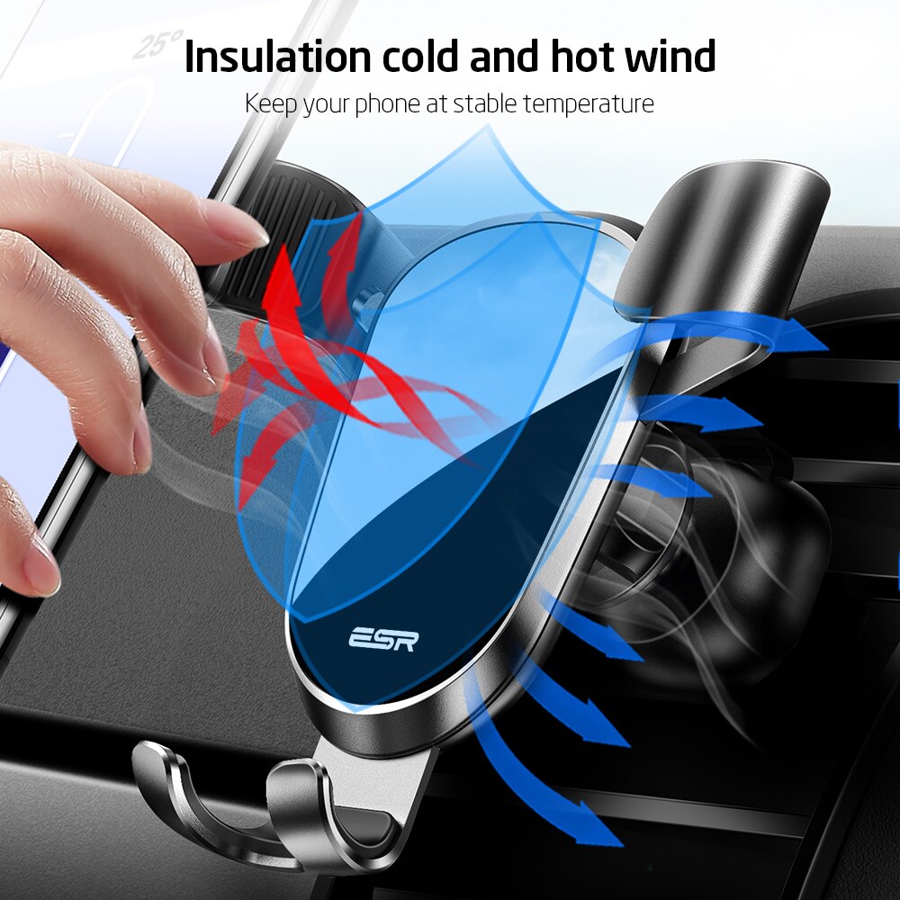 Esr gravity auto telefoonhouder universele mobiele telefoonhouder ondersteuning standaard ventilatierooster gripbeugel auto accessoires interieur montage