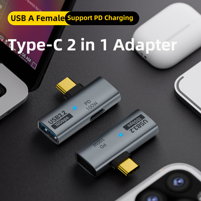 2 in 1 OTG USB C Adapter PD100W Data Transfer Fast Charging Adapter Type C Converter for Phone Tablet Macbook Xiaomi Laptop