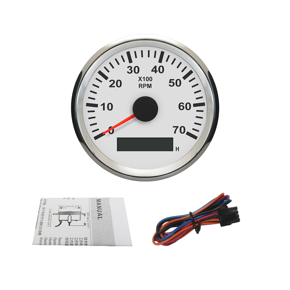 Universal Tachometer RPM REV Counter with Hour Meter 3000/4000/6000/7000/8000 RPM 85mm 9-32V with Backlight: 7K-WS