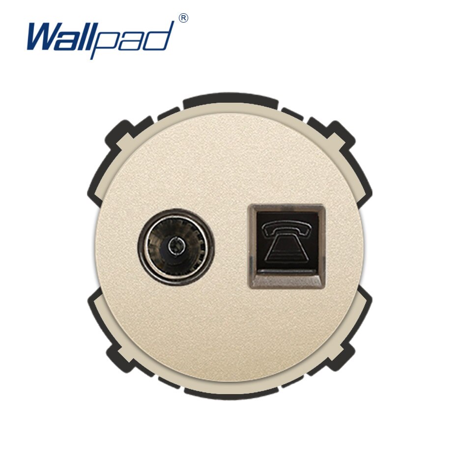 Wallpad TV & TEL Television Telephone Wall Socket Function Key Only Weak Electrical Outlets: Gold