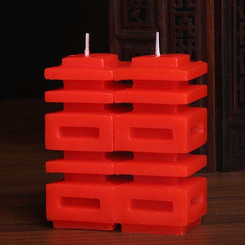 Baitang-Conjunto de suministros de boda de dragón y Phoenix Xi, vela de personaje, un par de velas Rojas: 2