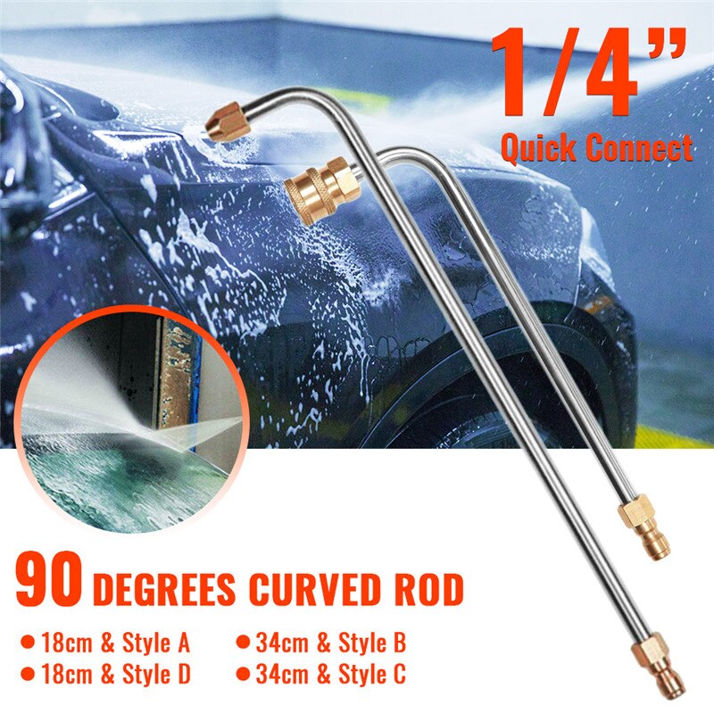 90 Degrees Curved Rod Washer Gutter Cleaner Attachment Pressure for Lance Wand 1/4 Inch Quick Connect