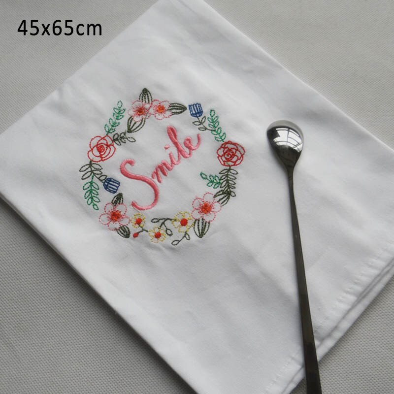 Viskestykker fest dekorere bomuld multi purpose spisebord mat klud servietter til bryllup broderede køkkenhåndklæder: Smil