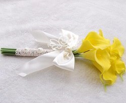6 stk calla lilje blomster brude bryllup buketter formell brudepike hage kirke Strand bryllupsfest hvit gul blondere: Gul