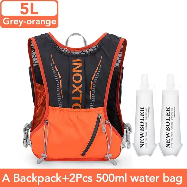 Inoxto leichte Lauf Rucksack Trink weste, geeignet für Fahrrad Marathon- wandern, ultraleicht und tragbar 5l: GRAUE FARBE