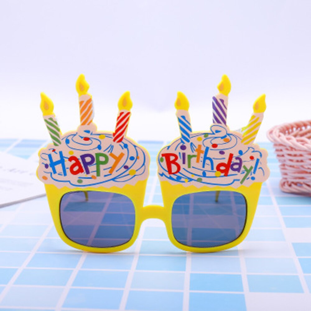 HATOSTEPED happy Birthday Party Eyeglasses Funny Eyewear Photo Props Happy Birthday Cream Cake Glasses Novelty Decoration: Yellow