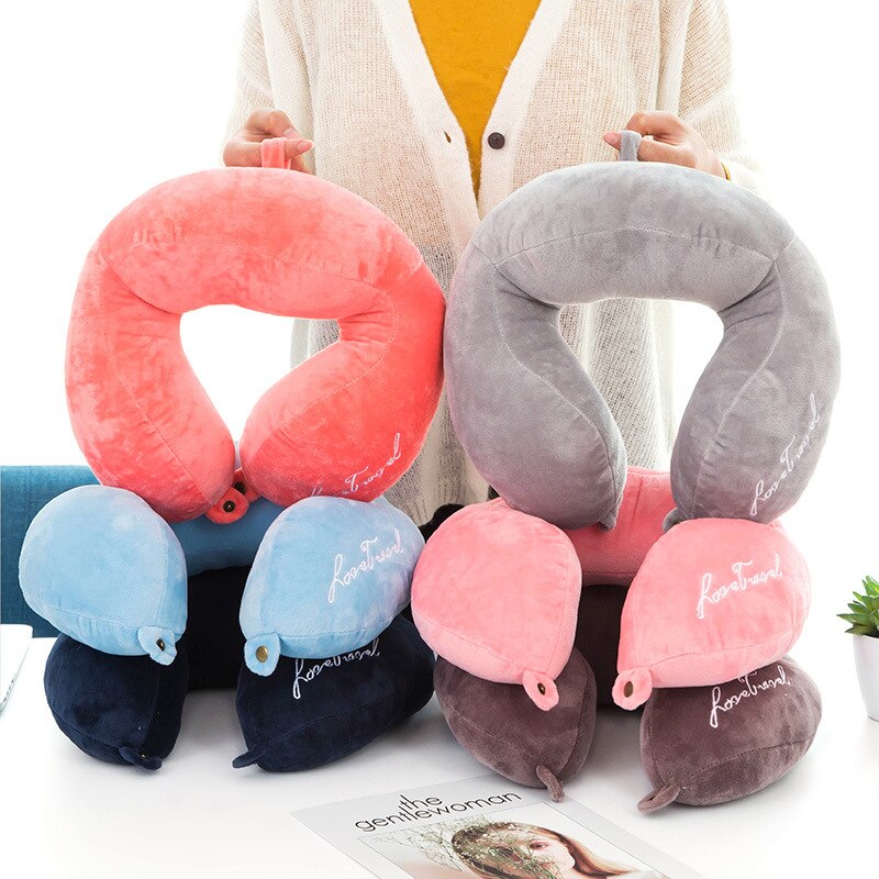 1pc memory foam pad u-formet reise nakkepute fly bil reise sove myk bomull nakkepute bil pute