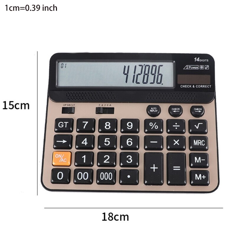 LCD Display and Sensitive Button Desktop Calculator 14 Digit with Large 2 Power