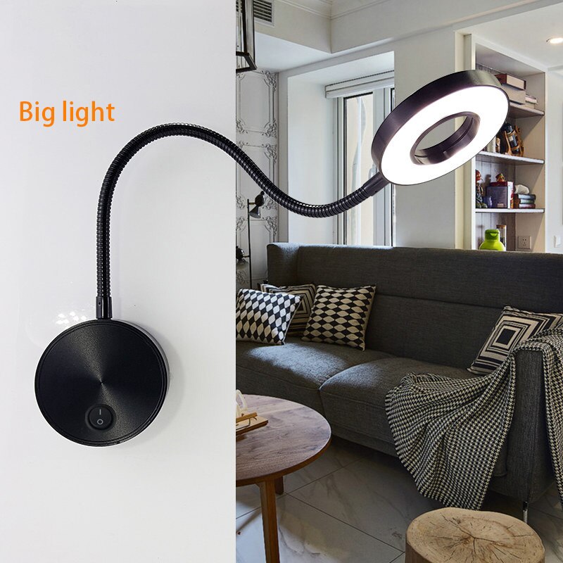 LED-tuyaux-mur-applique 5W 360 ° Chambre à coucher Flexible avec interrupteur à LED, anneau lumineux pour Selfie, lapms muraux d'intérieur pour maquillage, lecture sur le chevet: 11-15W / Rouge