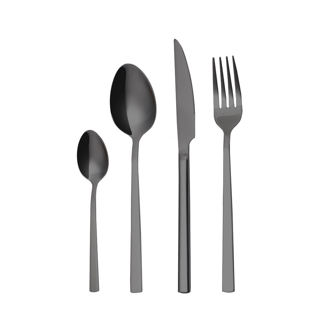 4Pcs 18/10 Stainless Steel Dinnerware Set Golden Cutlery Spoon Fork Knife Western Cutleri Silverware tableware Set Supplies: black 4pcs
