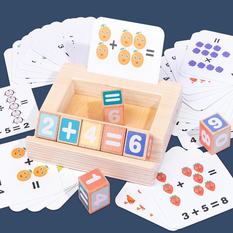 WEMMICKS Children Mathematics Arithmetic Block Set Number Cards Learning Game Math Arithmetic Teaching Aids For Toddler