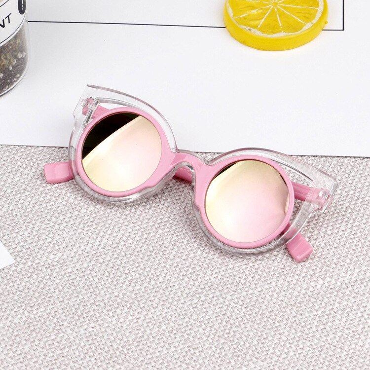 Mode Kinderen Zonnebril Jongens Meisjes Ronde Bril Unisex UV400 Zonnebril 6 Kleuren: Roze