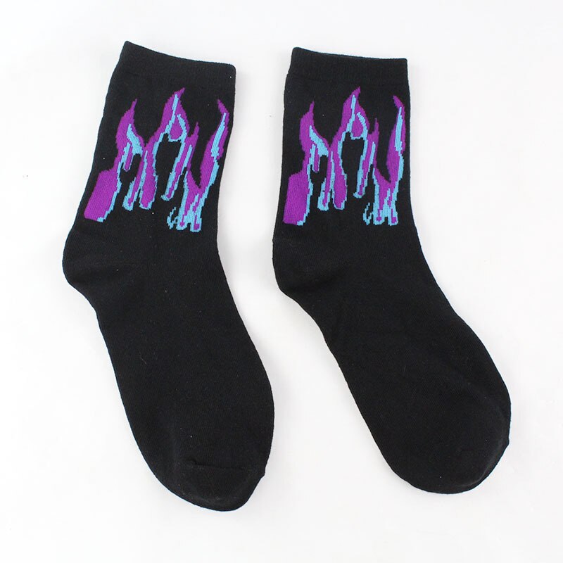 Männer Hip-Hop Hit Farbe Auf Feuer Crew Socken Rot Flamme Blaze Power Taschenlampe Heißer Wärme Straße Skateboard Baumwolle lange Socken: 4