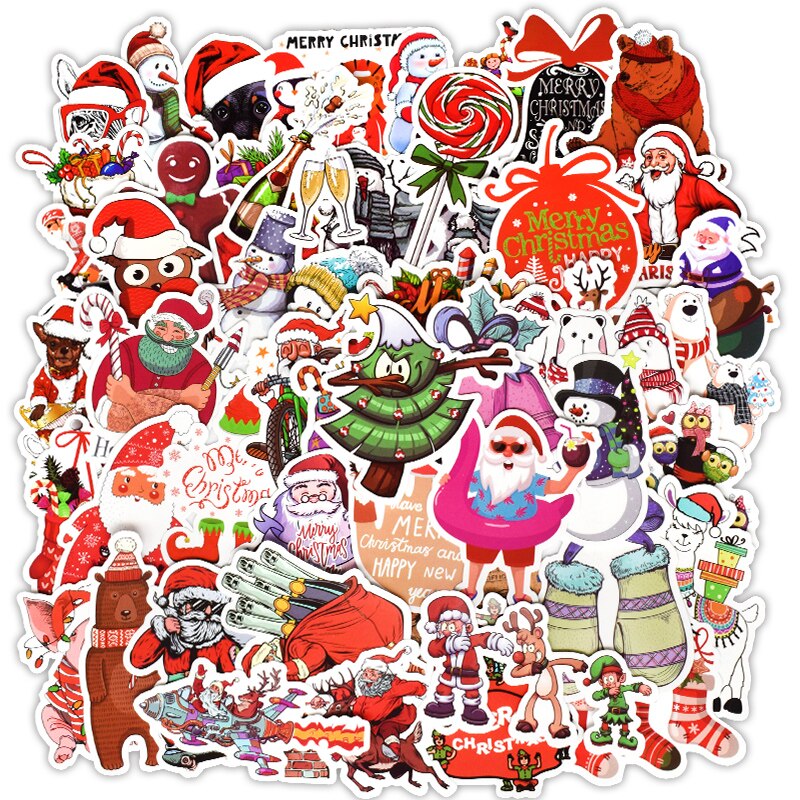 pegatina de Papá Noel 50 Uds de Navidad decoración para niñas y niños pegatina para ordenador portátil para Lenovo/xiaomi/MacBook Air Pro