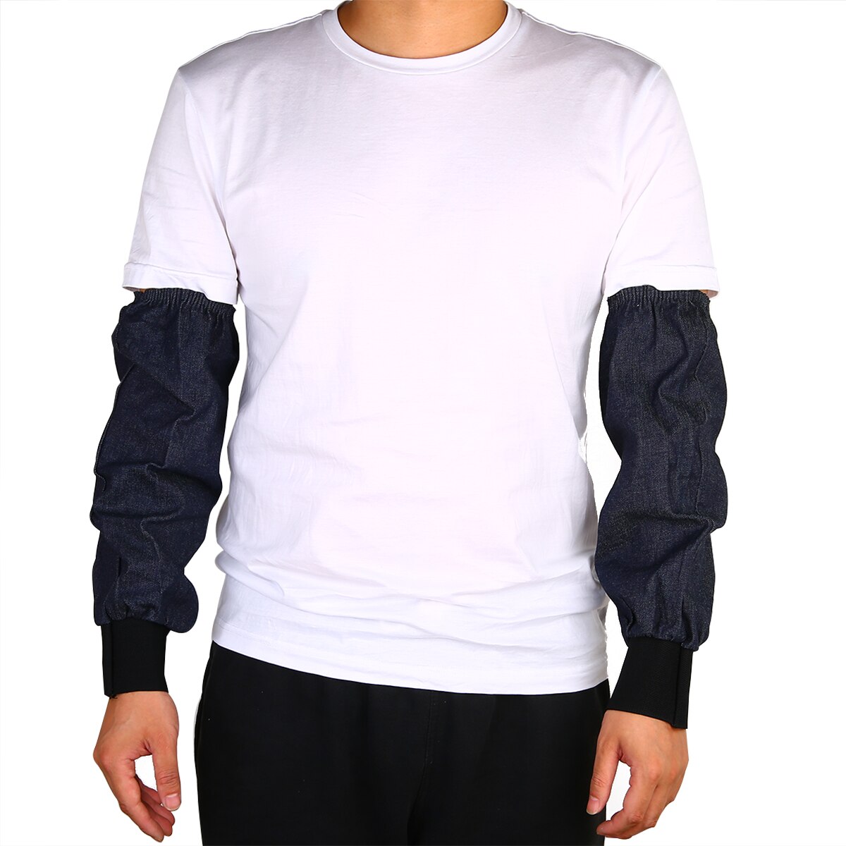 1 Paar Lassen Bescherming Mouwen Denim Blauw Lassen Verlengen Arm Mouwen Denim Werken Snijden Slip Warmte Beschermende