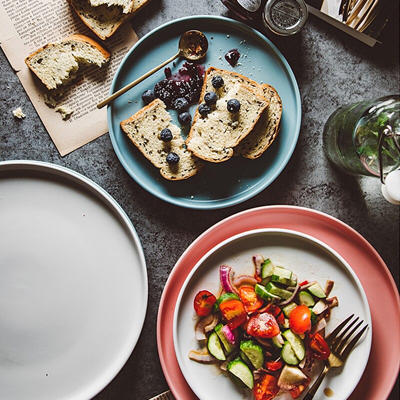 Matte Ceramic Plate Steak Dish Lunch Tray Salad Dish for Food Photography Shooting Background Photo Studio Adornment Fotografia