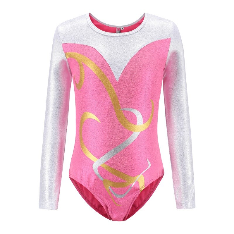 5-12Y Gymnastics Dancesuit Girls Long Sleeve Dance Leotards Child Striped Costumes Leotards Kids Gymnastic Ballet suits