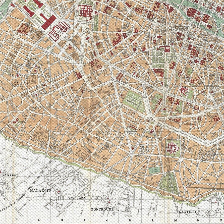 Plan de paris kart antikk lerret maleri kompleks rute print tegning vegg kunst klistremerke hjemmeinnredning bar kafé pub vintage bilde