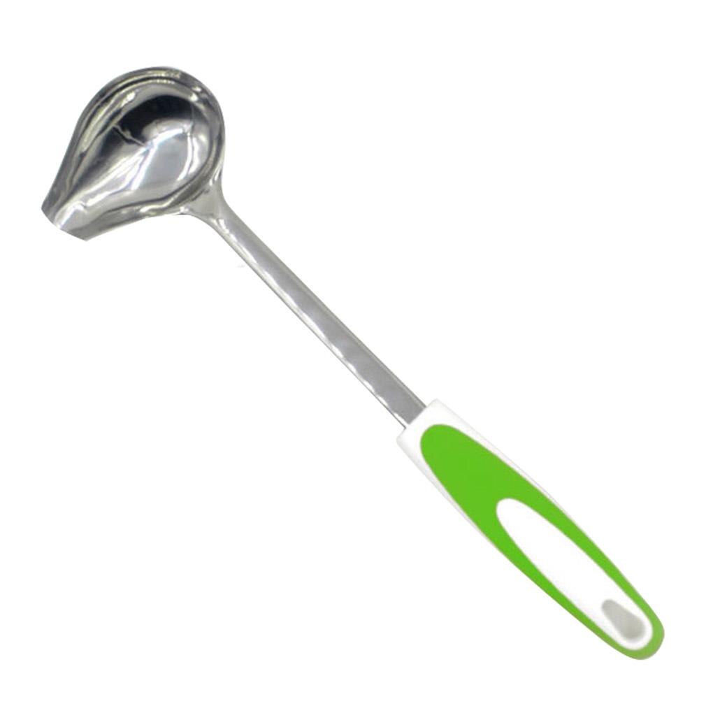 Mint Sauce Long Soup Ladle with Spout Stainless Steel Kitchen Serving Salad Dressing Gravy Spoon