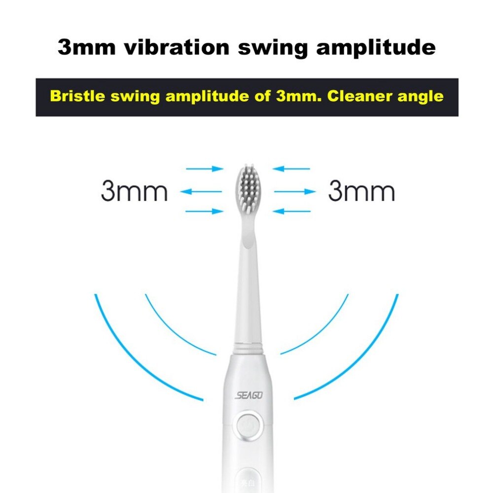 Seago SG-507 USB Rechargeable Electric Toothbrush Adult Waterproof Deep Clean Teeth Brush 2 Replacement Heads 5 Cleaning Modes