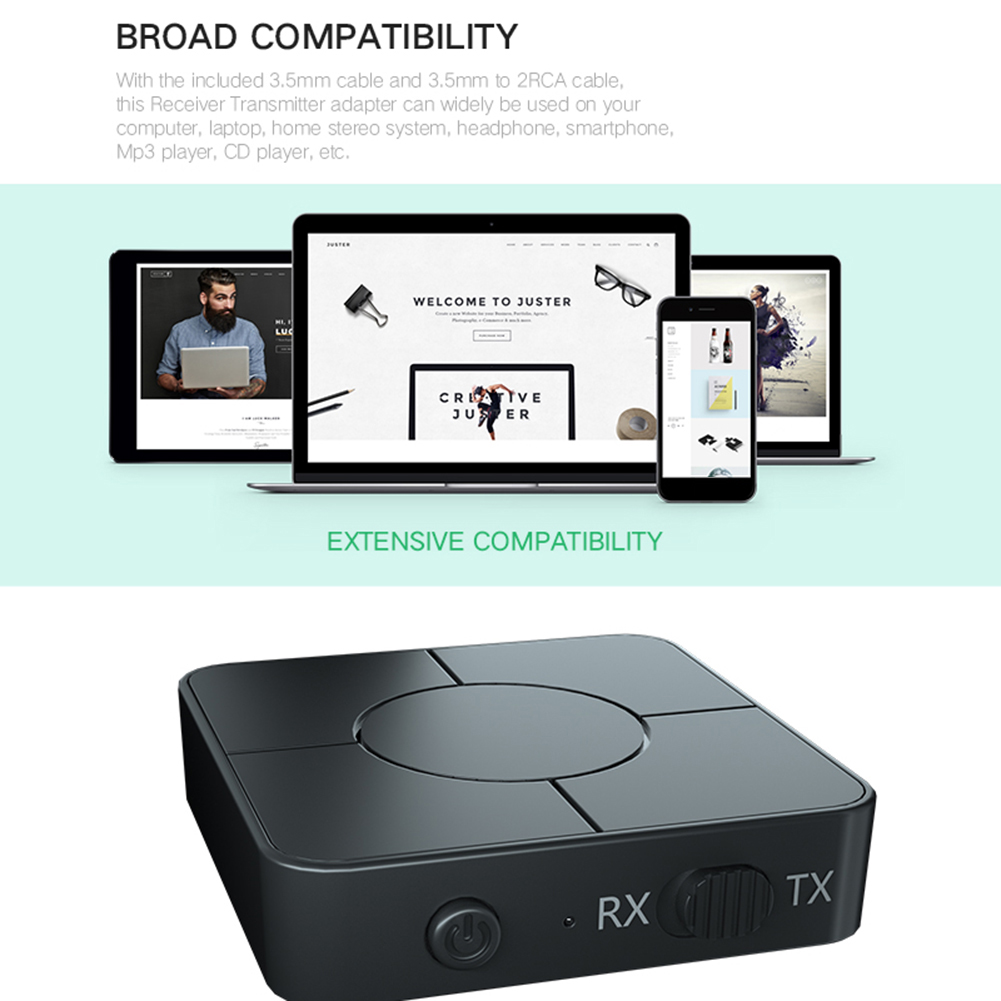 Bluetooth-compatible 5.0 Audio Transmitter Receiver 3.5mm AUX Jack RCA Wireless Music Adapter with Mic for Car PC TV Headphones