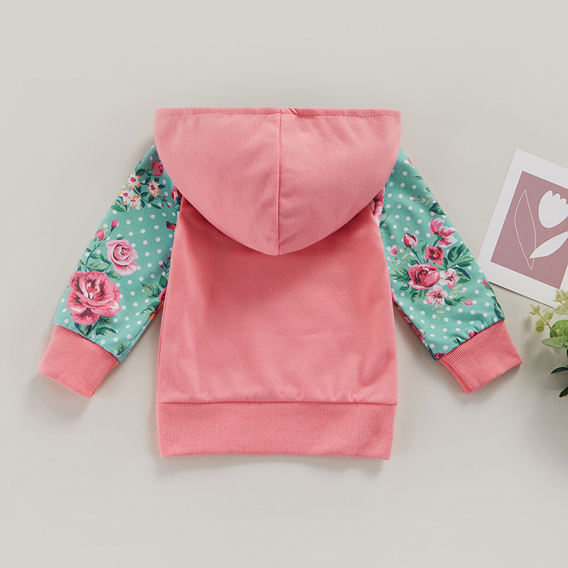 Sudadera con capucha de manga larga para niños y niñas, ropa de otoño para infantes de 0 a 3 años, con retales florales