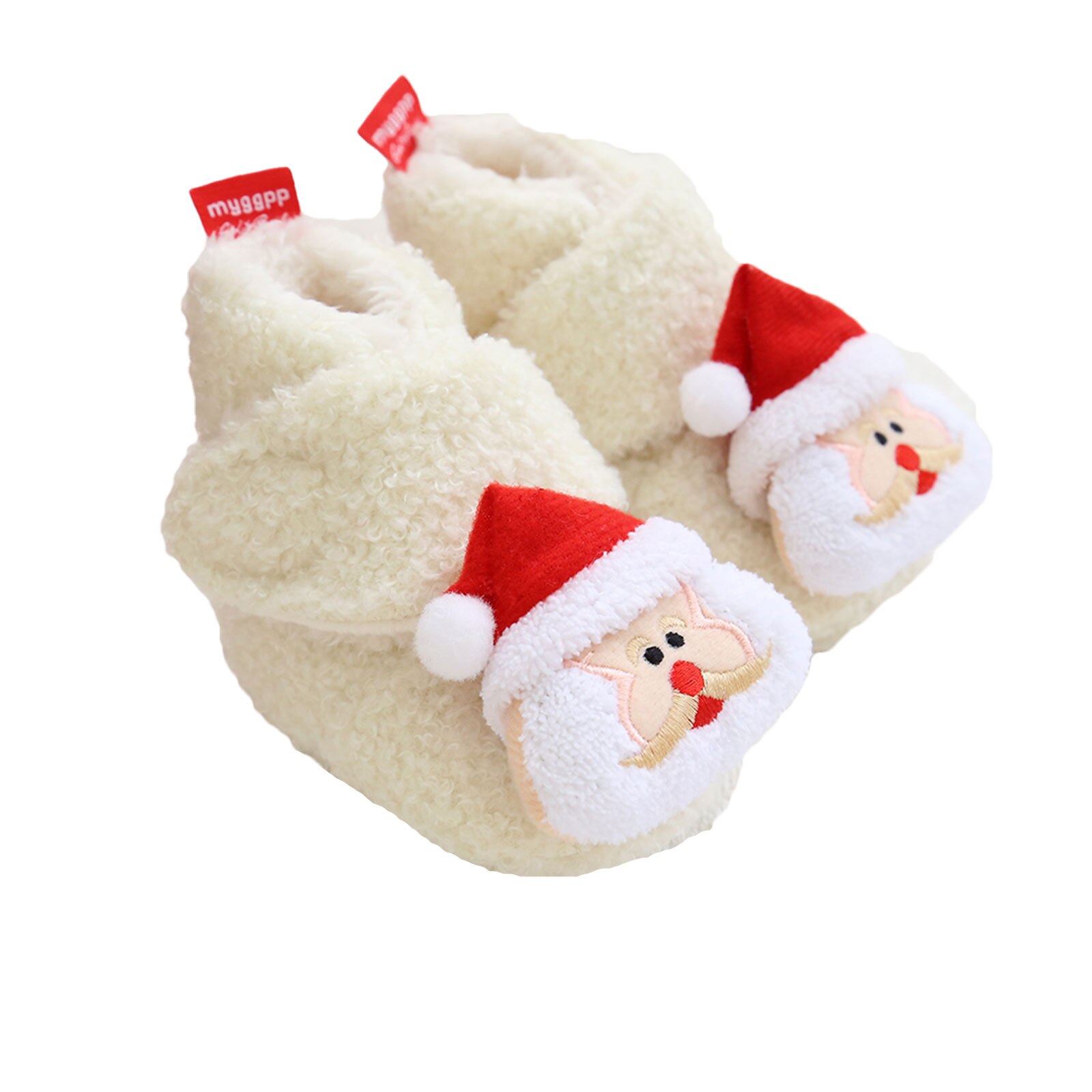 Merry Christmas Party Baby Girls Boys Booties Lovely Winter Warm Cartoon Pattern Fleece Slippers Anti-Slip Newborn Crib Shoes