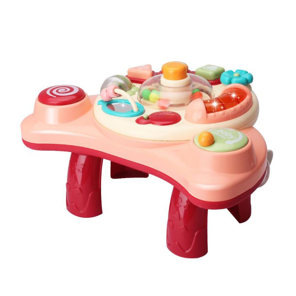 Multifunctional Musical Learning Desk Interactive Music Activity Center Game Table for Boys Lighting Sound Birthday: pink