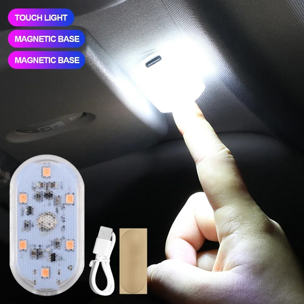 Luci a portato senza fili magnetiche per interni auto Luci a portato per interni per auto Lampada per atmosfera con accento al neon automobilistico ricaricabile tramite USB