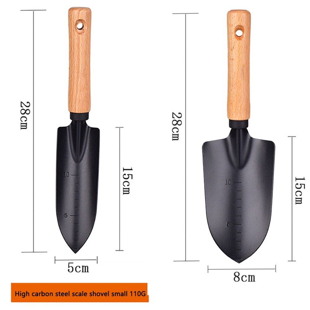 Mini Shovel Garden Hand Tool Plant Gardening Shovel Spade With Wood Handle Metal Head For Flowers Potted Plants: 2PCS
