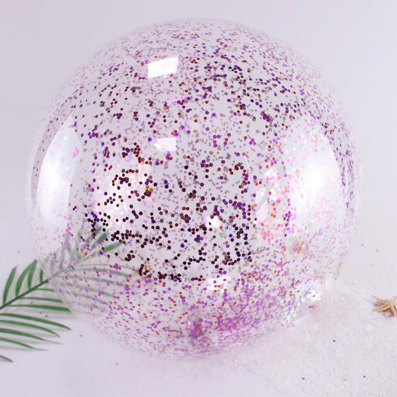 Zomer Strand Zwembad Bal Super Transparant Pvc Knipperende Bal Water Speelgoed Rekwisieten Opblaasbare Sequin Beach Zwembad Spelen Bal