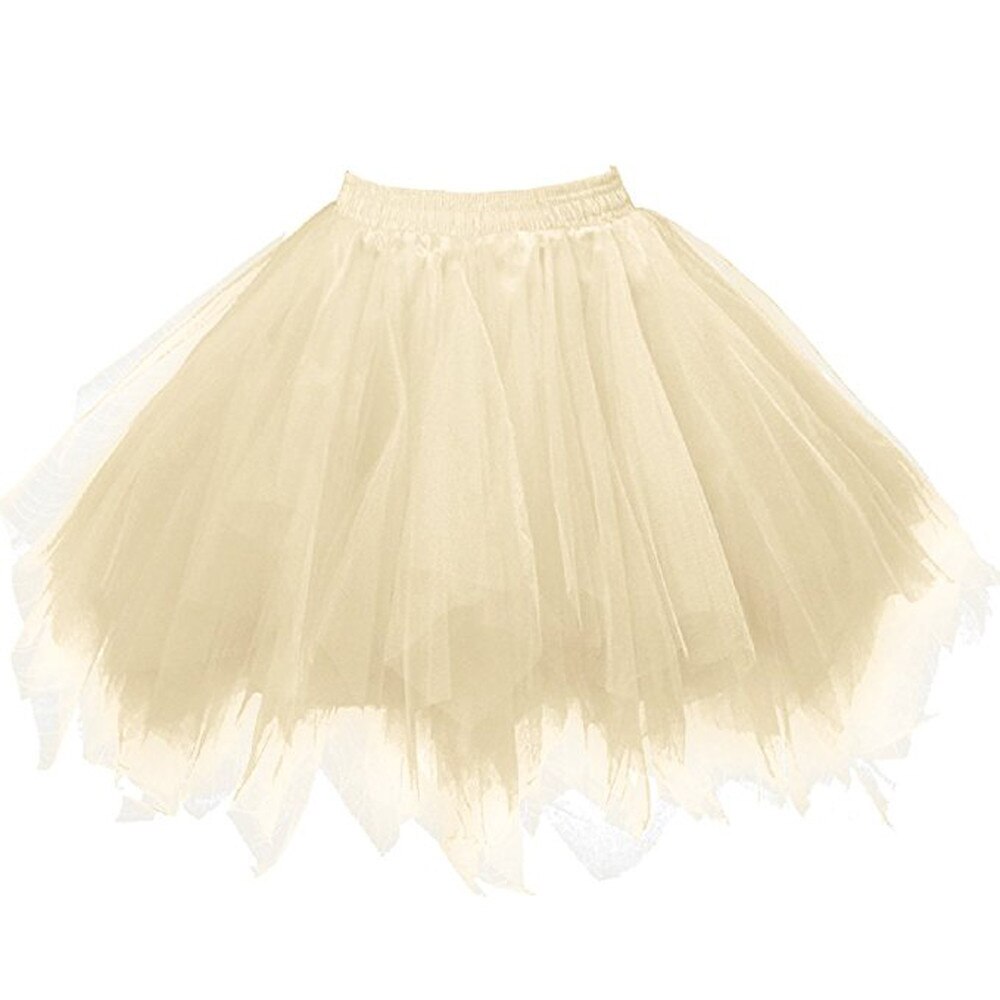 Vrouwen Rokken Baljurk Effen Rok Dansen Mini Tule Rok Meisjes Tutu Ballet Kleding Zwart Roze Geplooide Gaas Korte Rok # 5%: Geel