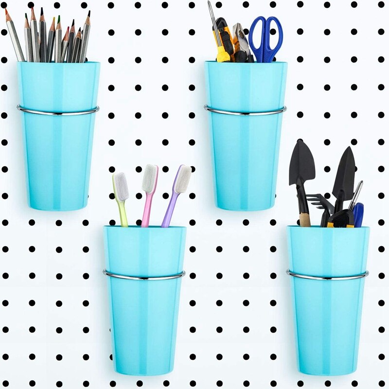 4 Sets Pegboard Bins with Rings, Ring Style Pegboard Hooks with Cups ...