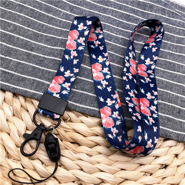 10Pcs/Lot Summer Flower Print Phone Lanyard Straps For Camera Mobile Phone ID Card Long Hanging Rope String Keychain Neck Strap: 010