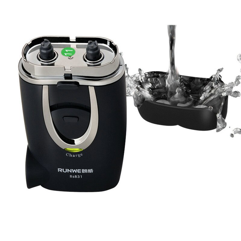 Runwe Afeitadora eléctrica de doble cuchilla negra para hombres 220v recargable RS831 cuidado Personal de la cara mini afeitadora de barba