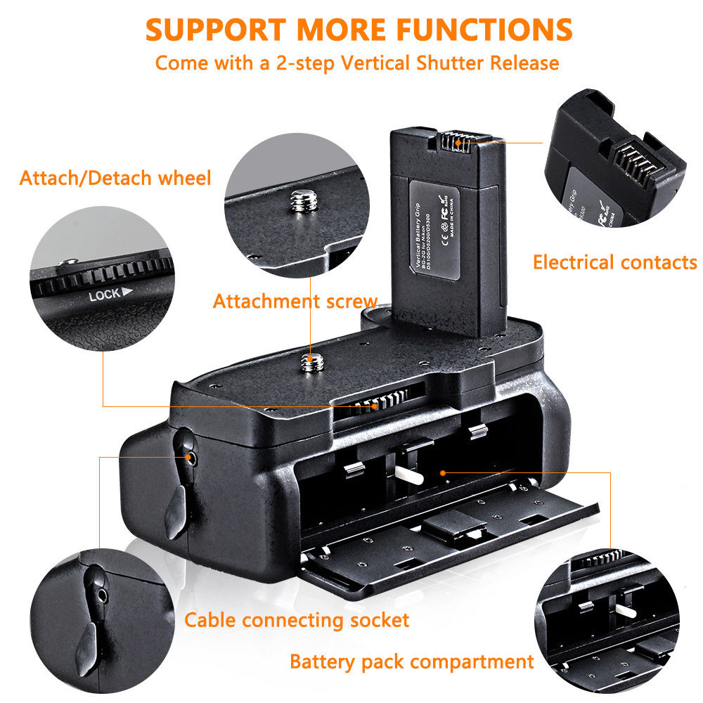 JINTU – support de poignée de batterie pour NIKON D5100, D5200, D5300, avec 2 pièces de décodage, pour appareil photo DSLR