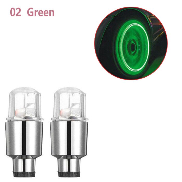 Super Energie Lichter Reifen Lampe beständig Mehrfarbig Auto Zubehör Fahrrad Liefert Neon- Strobe LED Reifen Ventil Kappen #281366: Grün