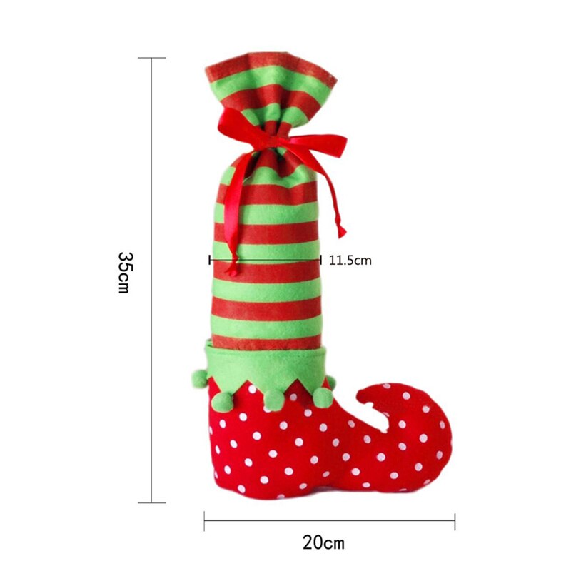 1pcs Xmas drawstring Elf Boot Shoes Stocking Christmas Tree Decoration Hanging Candy