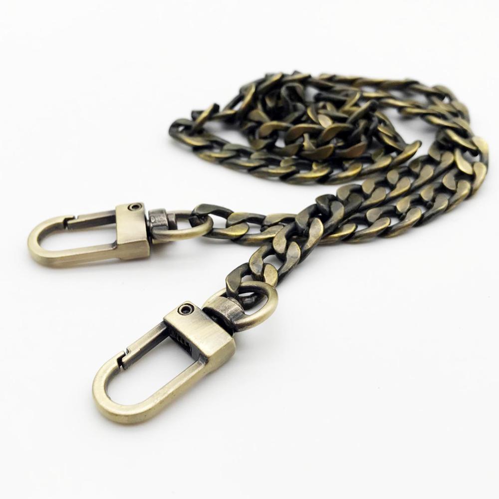 DIY 60mm 120cm Metal Handbag Purse Chain Leather Bag Strap Handle Shoulder Replacement Repair with Double Clasp Snap Clip: total length 120cm / Antique brass