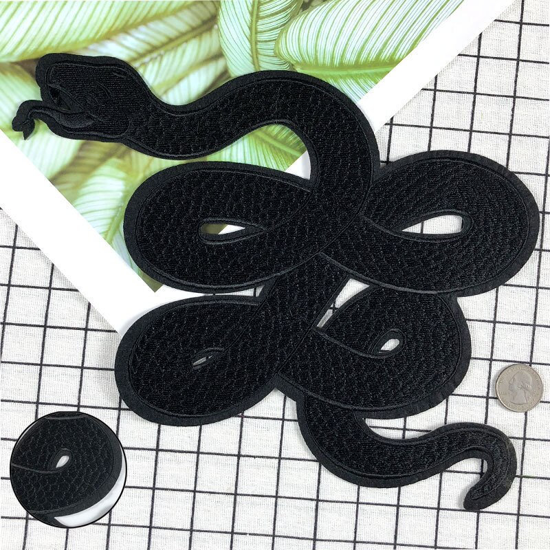 1 Pcs Grote Stickers Voor Kleding Patches Snake Borduren Patch Diy Patches Voor Kleding Applique Borduurwerk Dark Patches
