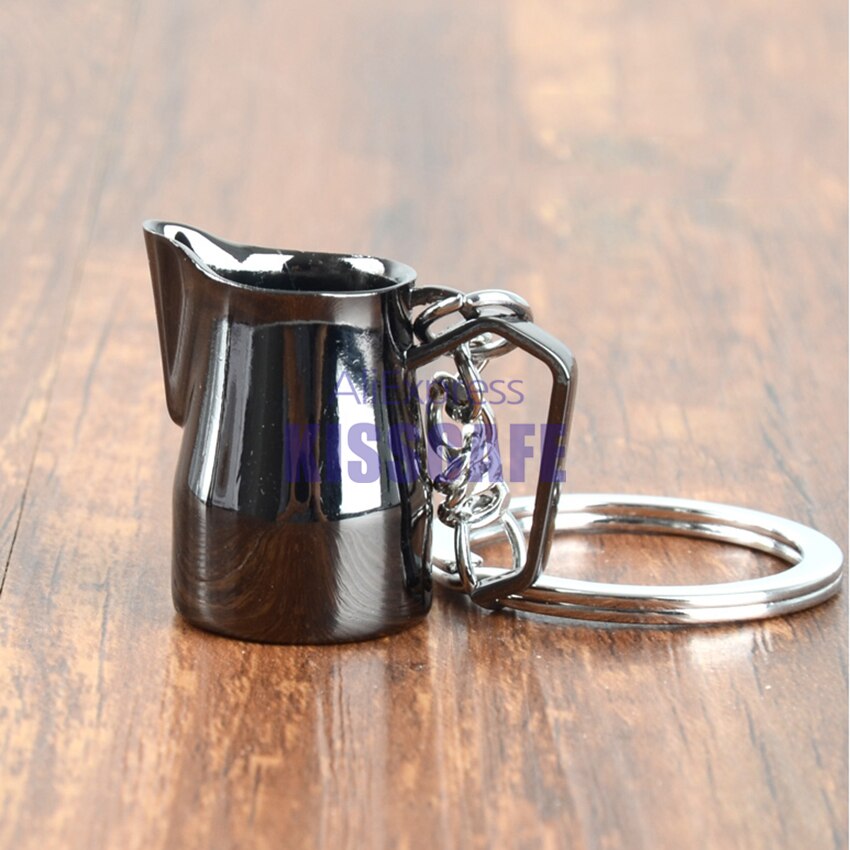 Barista Coffee Tamper Keychain Coffee Machine Handle Moka Pitcher Keyring Portable Coffeeware Espresso Accessories