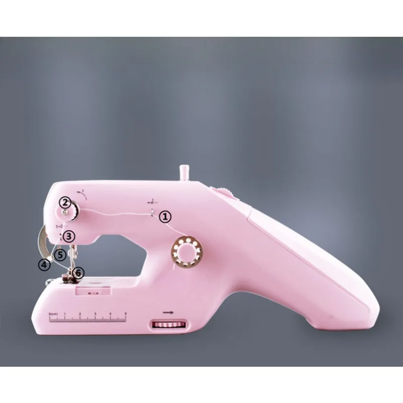 Enkel mini symaskin hjemme mini håndholdt bærbar elektrisk dobbel tråd symaskin